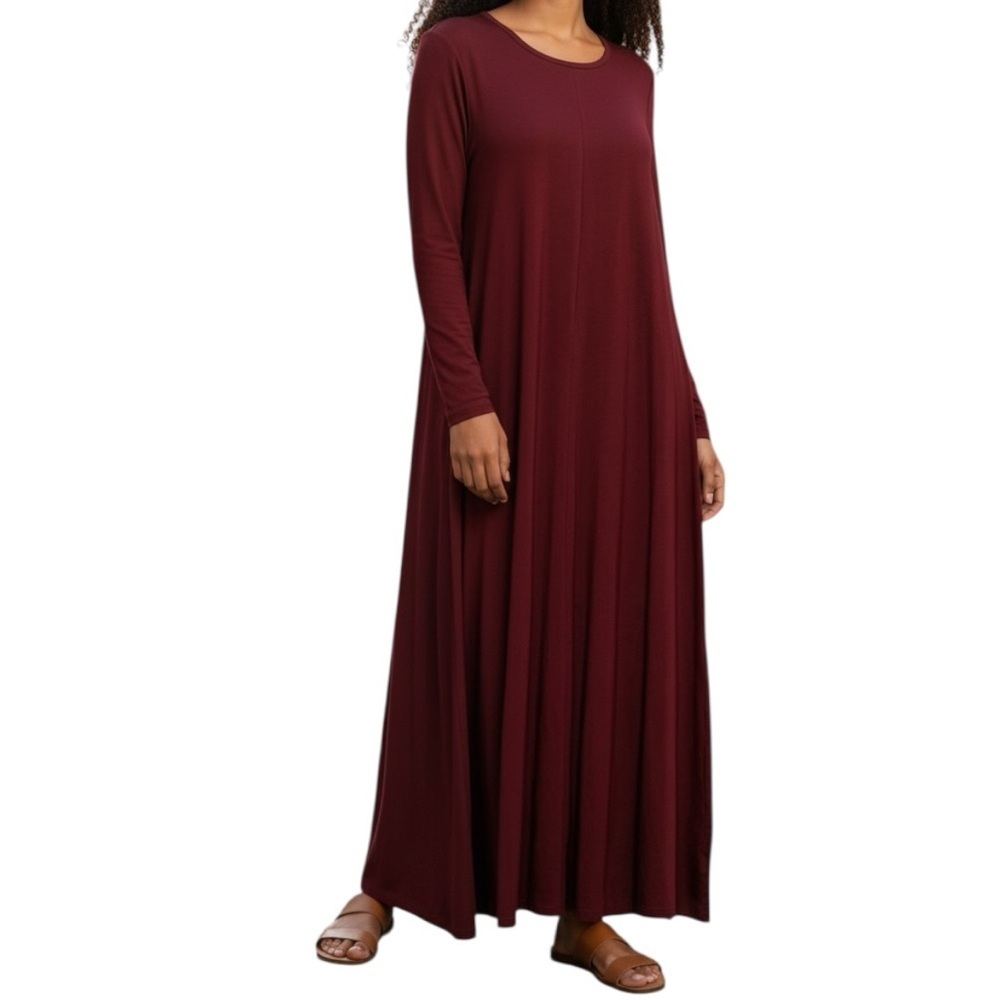 NEW Nordstrom Brick Red Long Sleeve Stretch Long Sleeve Maxi Dress Women’s XXL